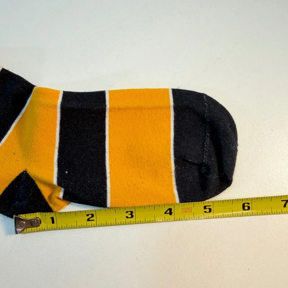 West Virginia University Crew Socks Adult OSFM Gold Navy Blue Striped WVU Logo